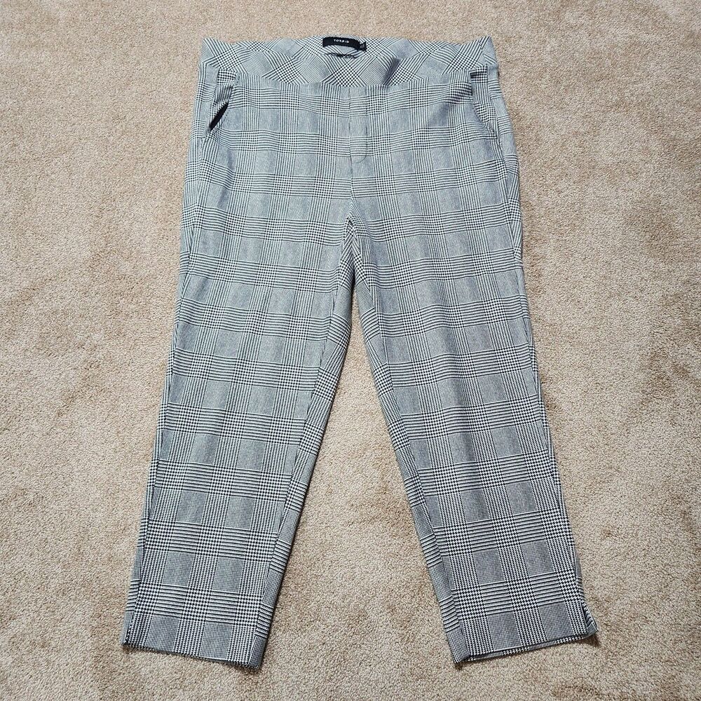 Torrid Pants Women 3S Black White Plaid High Rise Pull On Slim Ankle